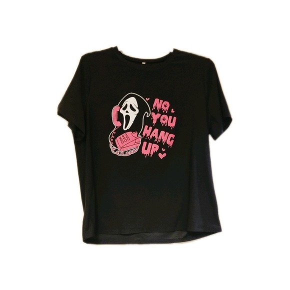 The Unbranded Brand Tops - No You Hang Up Black Graphic T-shirt. Unbranded Sixe XL Womens